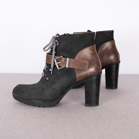 Nicole Women's Sylvie Leather Ankle Boot Size 11M Buckle Lace-Up Zip Grunge Goth - Picture 5 of 10